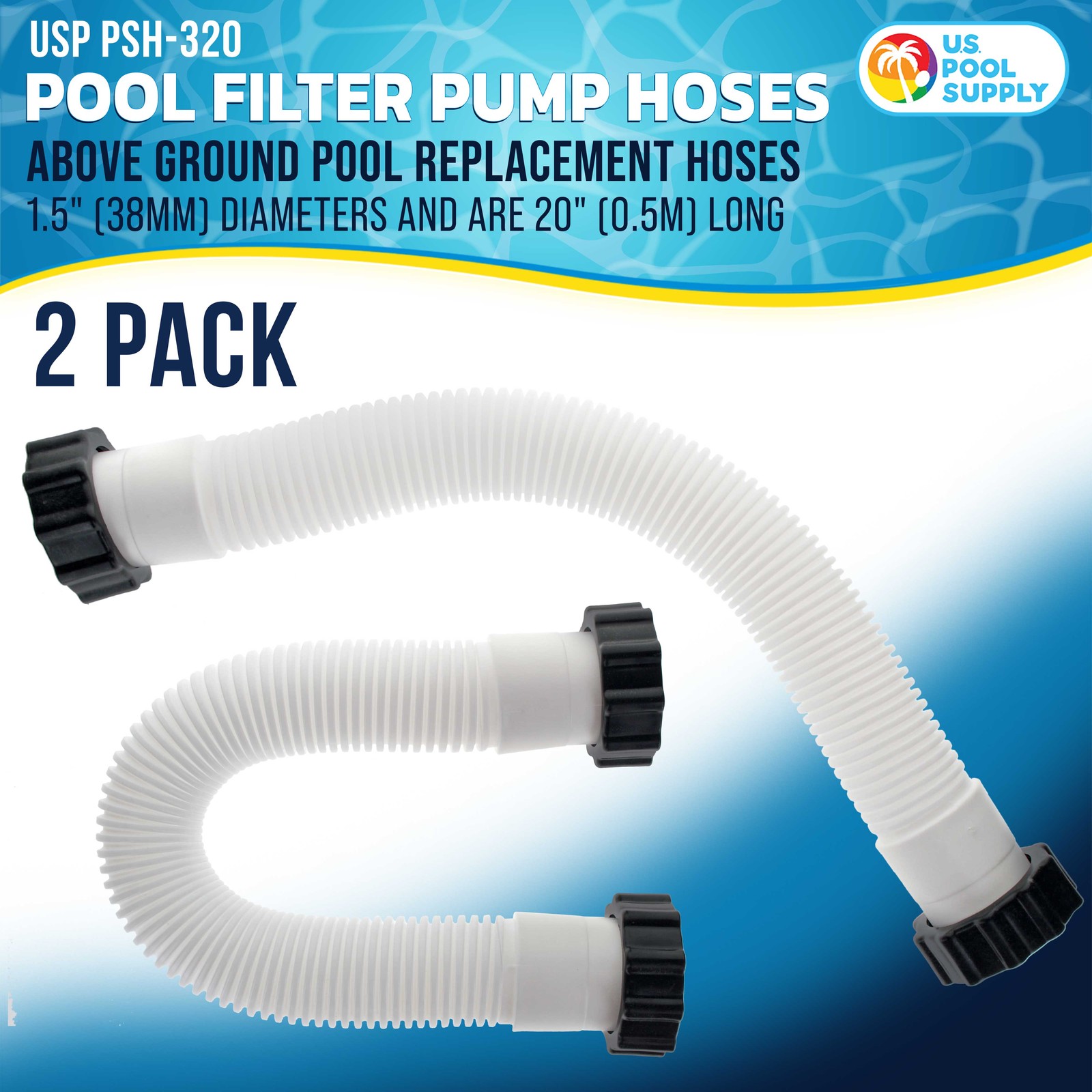 U.S. Pool Supply Above Ground Pool Hose 1.5" Diameter x 20" Long, 2 Pack gallery