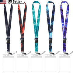 5 Pack Starry Sky Neck Lanyards with 5 Clear ID Medium, – 5pcs