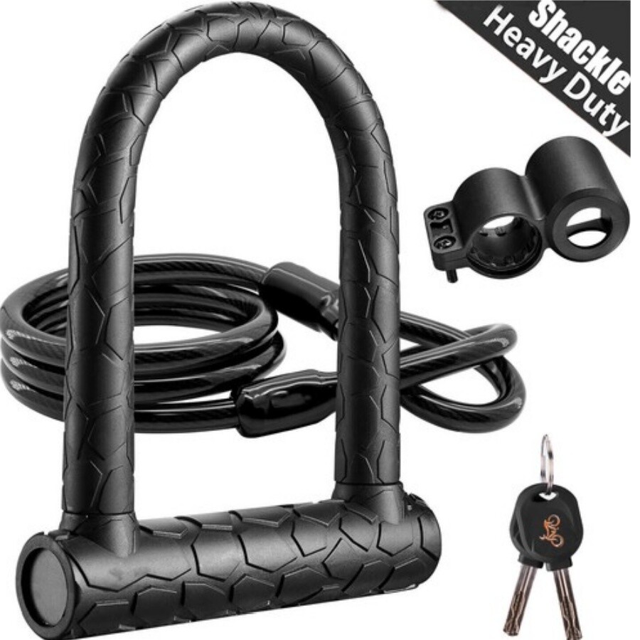 Bike U Lock,20mm Heavy Duty Combination Bicycle D Lock Shackle 4ft Length 2 Keys gallery
