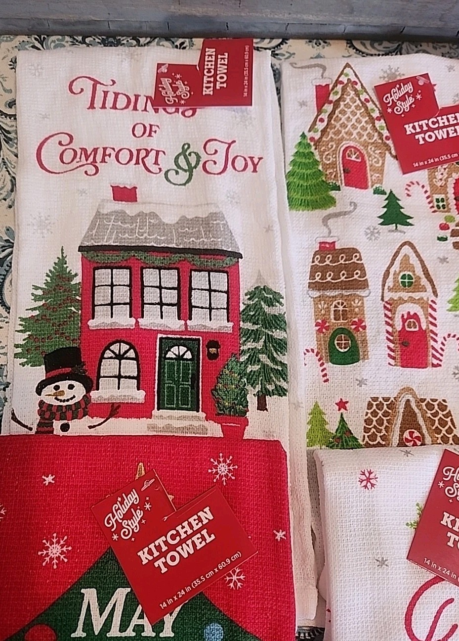 4-New Holiday Style Christmas Kitchen Towels 14"×24" gallery
