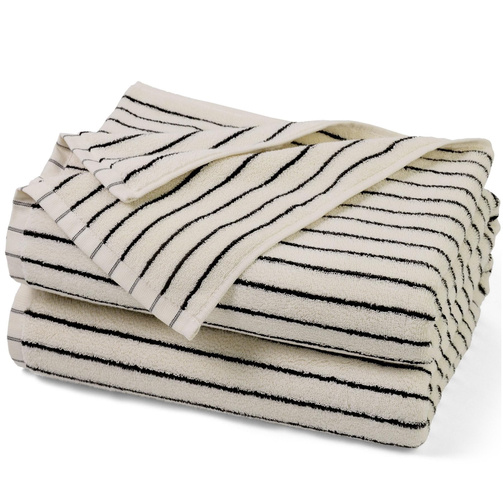 Black and White Striped Bath Towels Set of 2, Lighter & Quick Dry Towels Larg... gallery