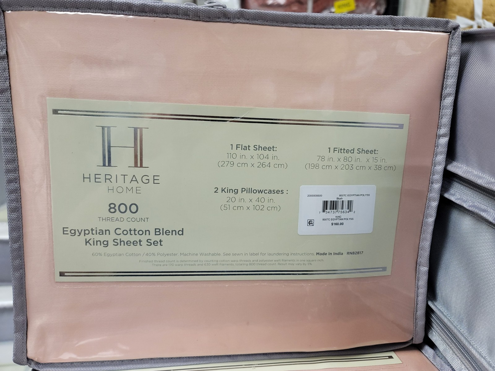 Heritage Home 800 Thread Count Cotton Blend & Polyester KING Sheet Set Blush gallery