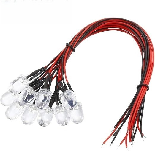 18Pcs 10mm Pre Wired LED, Red DC3-6V Clear Lens, Light Emitting Diodes - #70 gallery