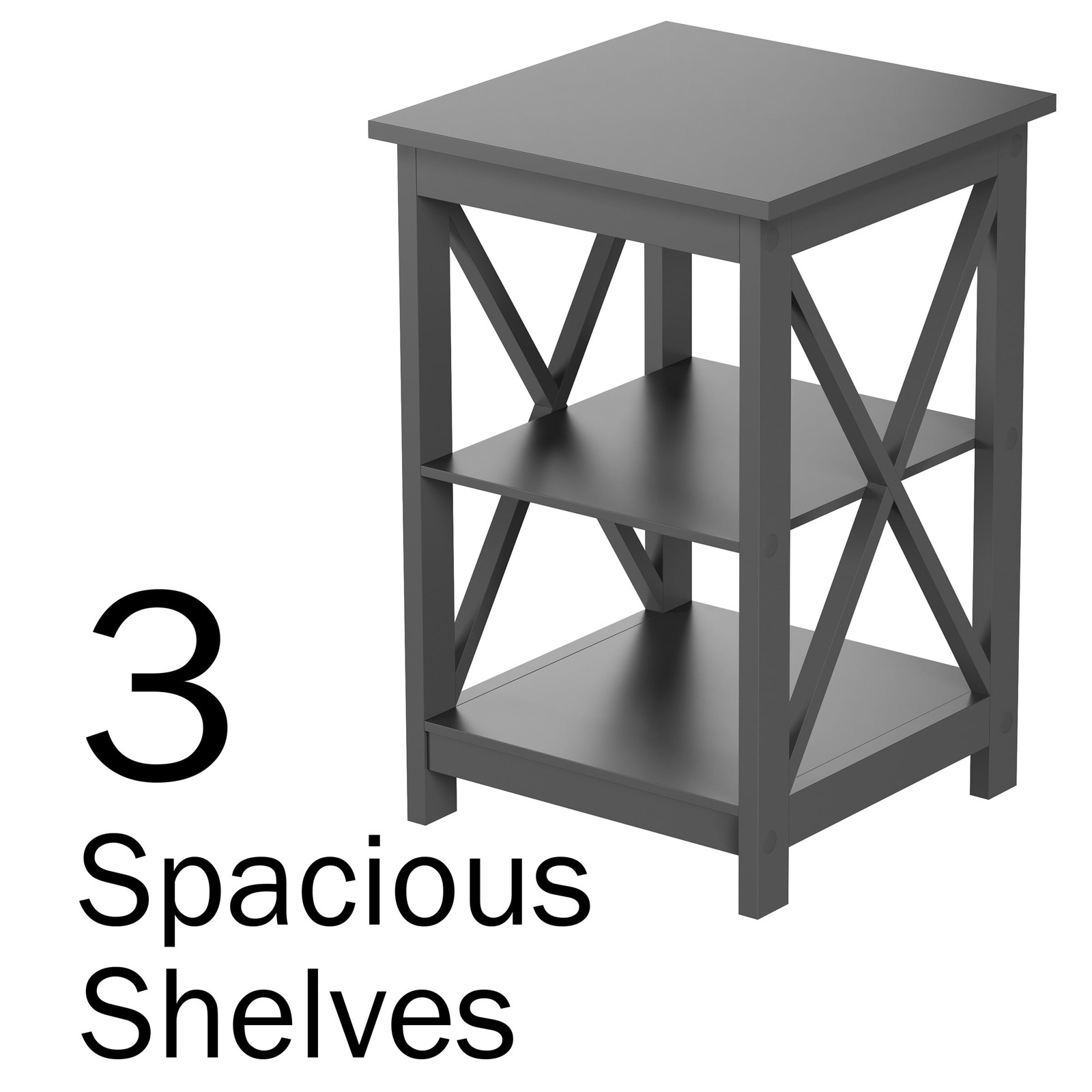 Lavish Home Wooden End Table, Modern Style Sofa Side Table with X-Leg Design gallery