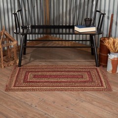 Cider Mill Jute Rect Braided Area Rug 27×48 Country Primitive Burgundy