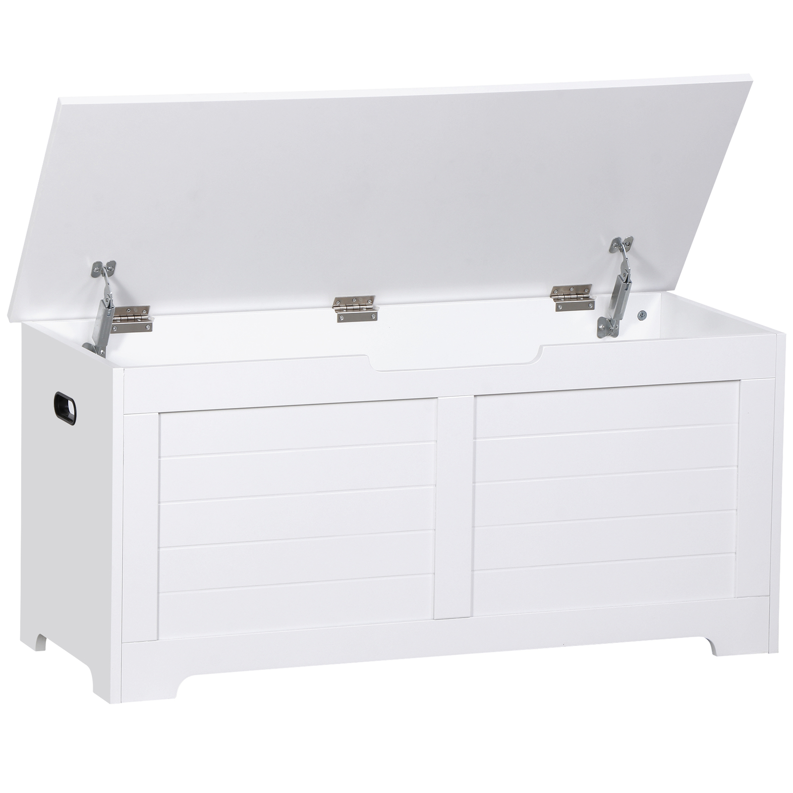 39" Wooden Storage Chest Bench Toy Box with Flip-top Lid & 2 Safety Hinge White gallery