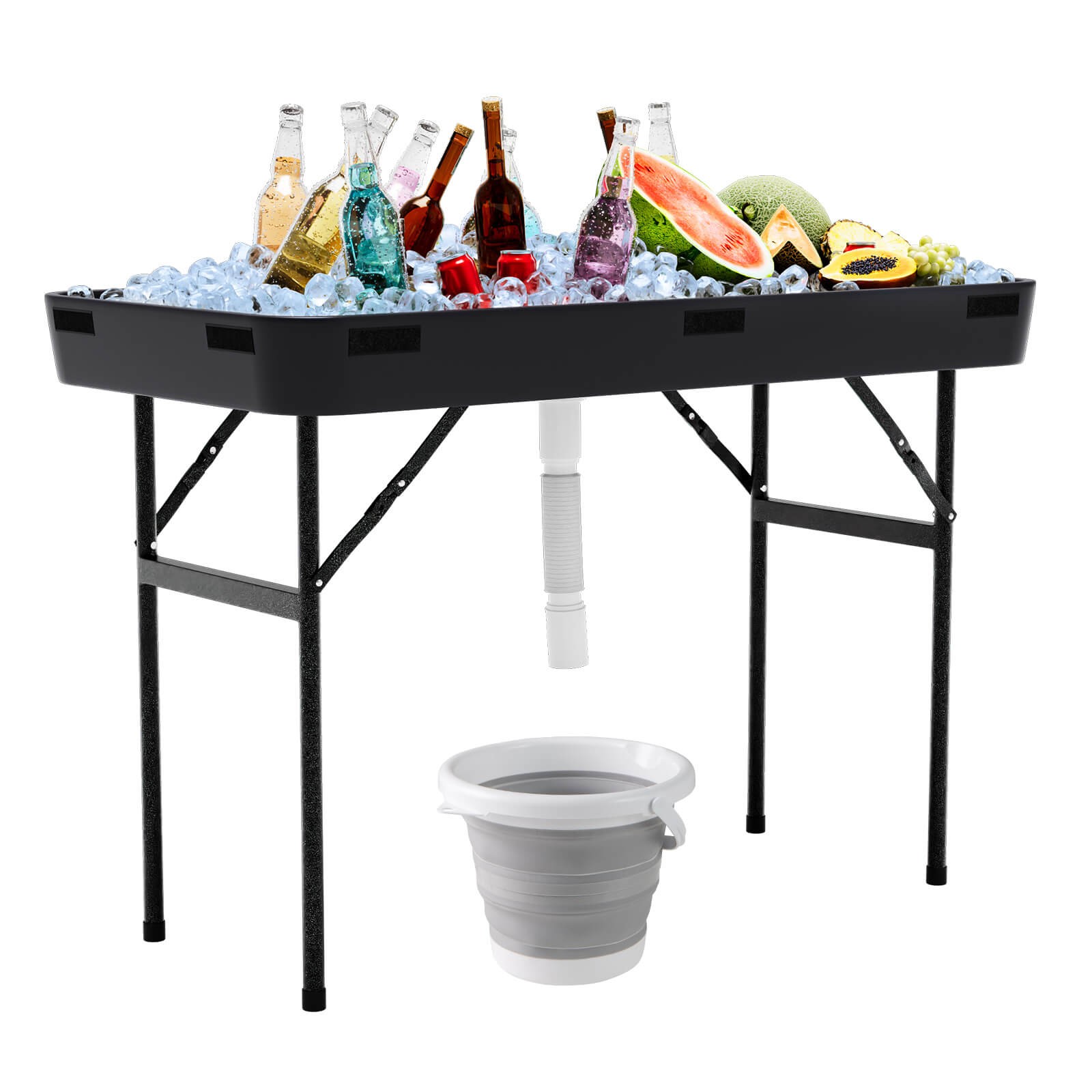 4 FT Folding Chilling Table w/Matching Skirt & Drain Hose Cold Keeper for Picnic gallery