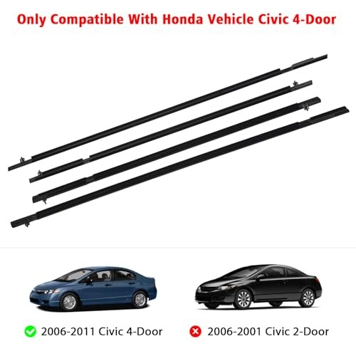4 Pcs Car Outer Door Window Moulding Trim Weatherstrip Seal Belt 2006-2011 gallery