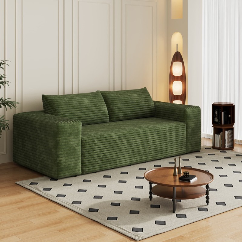 78.8" Boneless Cloud Loveseat Couch Deep Seat Sofa No-Assembly Plush Corduroy gallery