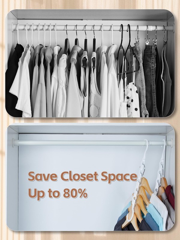 HOUSE DAY White Magic Space Saving Hangers, Premium Smart Hanger Hooks, Sturdy gallery