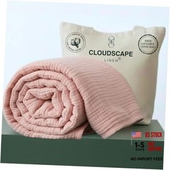 CLOUDSCAPE 100% Cotton Muslin Throw Blanket Throw (50″x70″) 08: Seashell Pink