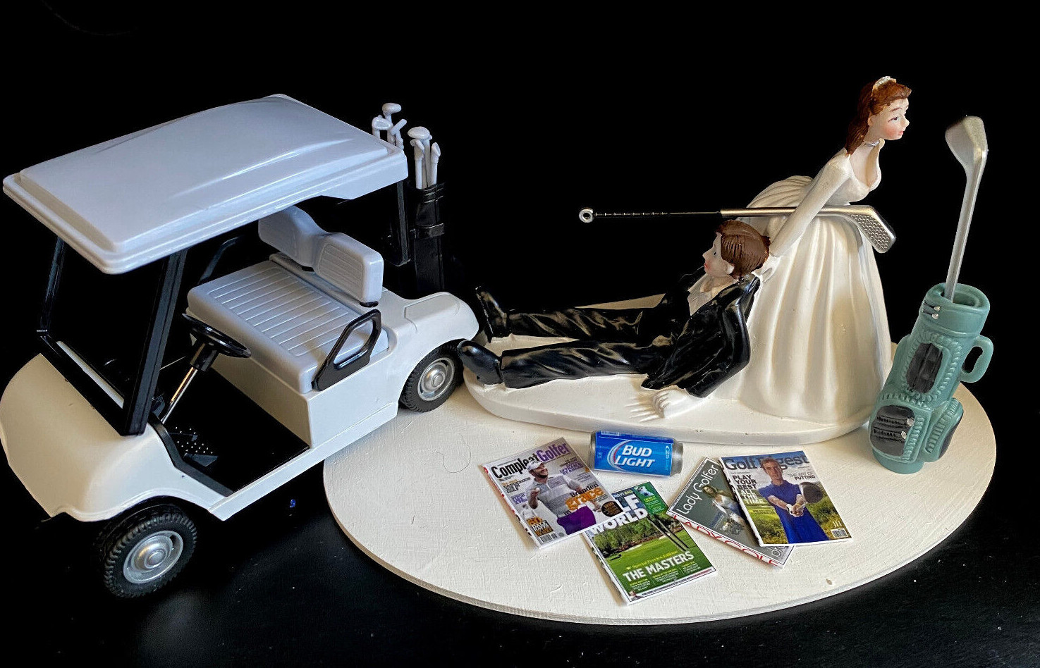 No Golf Theme Funny Cake Topper Wedding Day Reception Bride Groom Funny Cart gallery