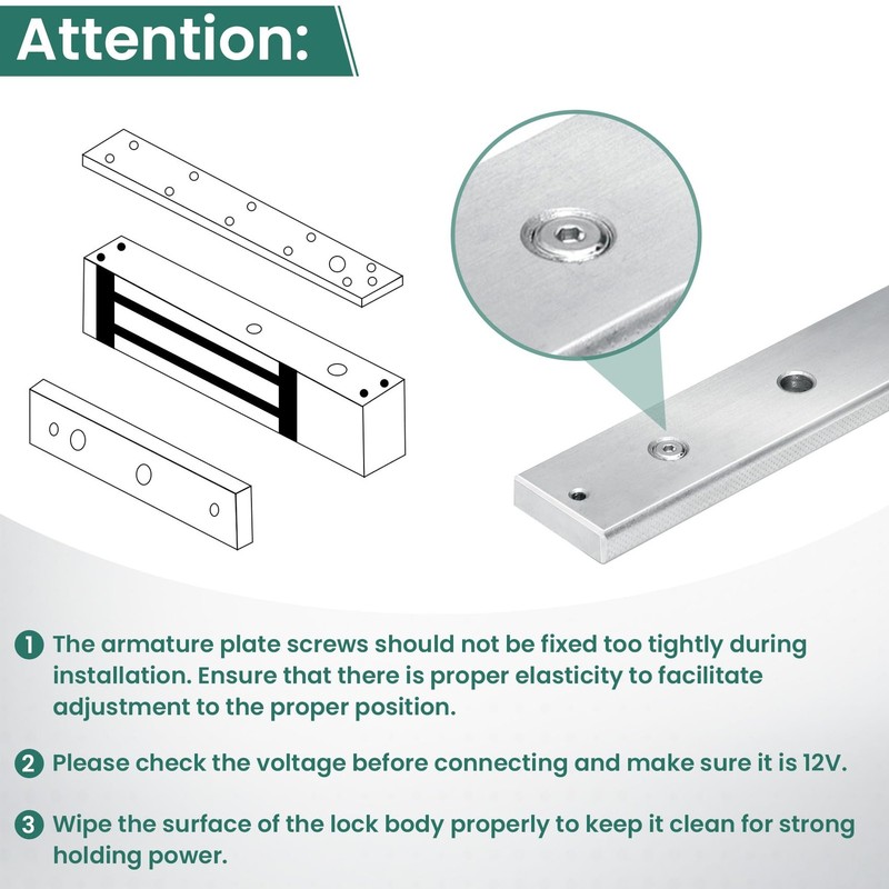 Access Control Outswinging 600lb Electromagnetic Door Lock Kit System, with T... gallery