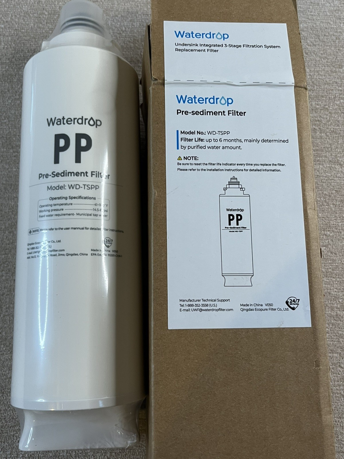 NEW Waterdrop PP Pre-Sediment Filter WD-TSPP 6 months Ultra Filtration gallery