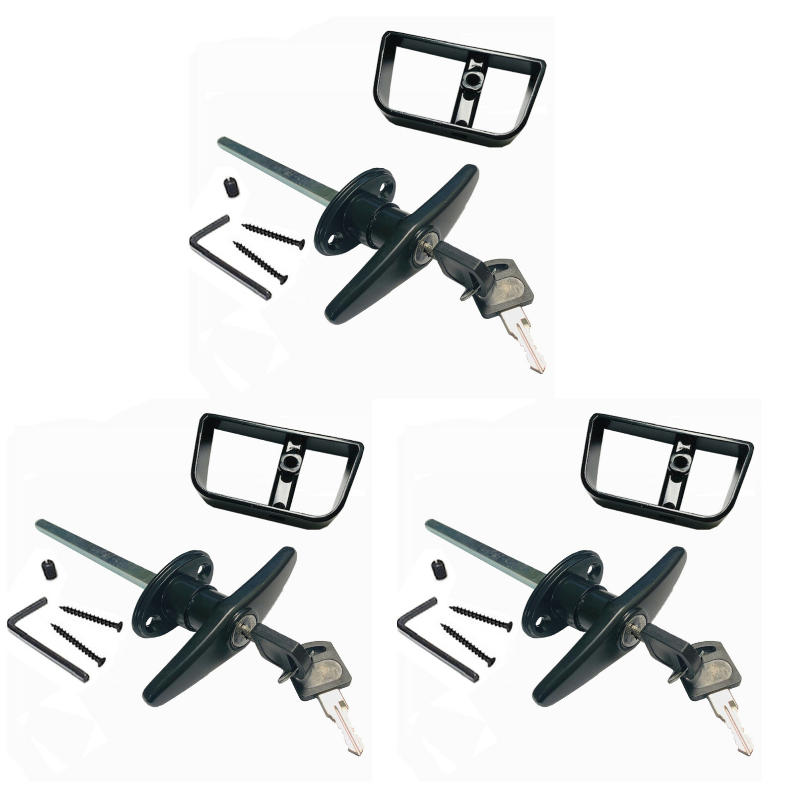 3 SETS 6" BlackT Handle Door Lock Replacement shed gate WHOLE SET 1800 gallery