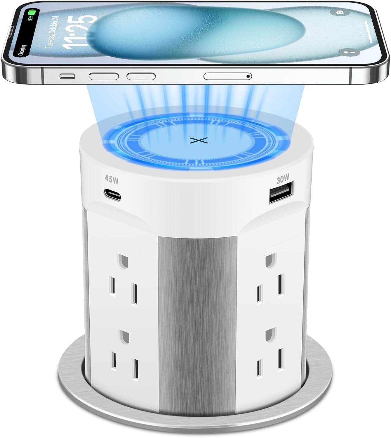 Pop up Outlet for Countertop w/ 15W Wireless Charger 4 Outlets, 2 USB-C Ports gallery