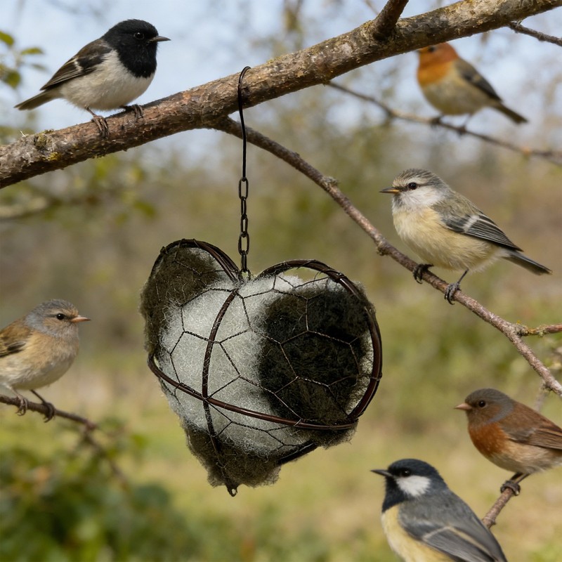 Heart-Shaped Bird Nesting Material Station Reusable Birds Nests Material Holder gallery