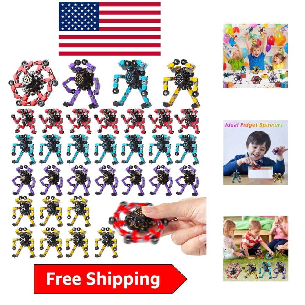 Fun & Engaging 32 Pcs Fidget Spinner Set for Classroom Prizes and Goodie Bags