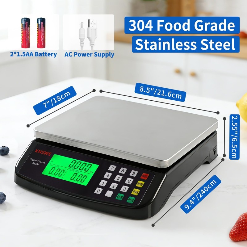 Large Kitchen Scale Black 40KG/88LB Commercial Food Scales Digital Weight for Co gallery