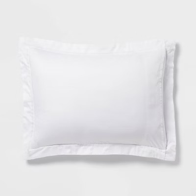 Threshold Comforter Set Cotton Sateen Luxe Solid, White/Light Gray, Full/Queen gallery