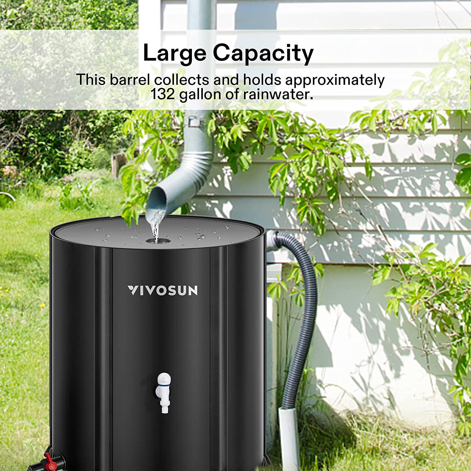 VIVOSUN 53/100/132 Gal Collapsible Rain Barrel Catcher, Water Storage Tank PVC gallery