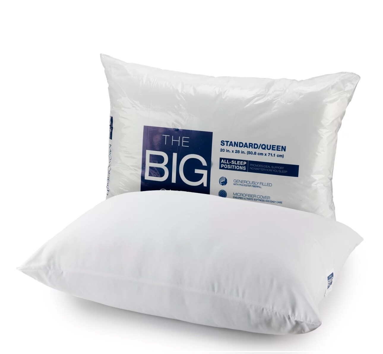 The Big One Microfiber Pillow Standard / (2) Queen Size White - Brand New gallery