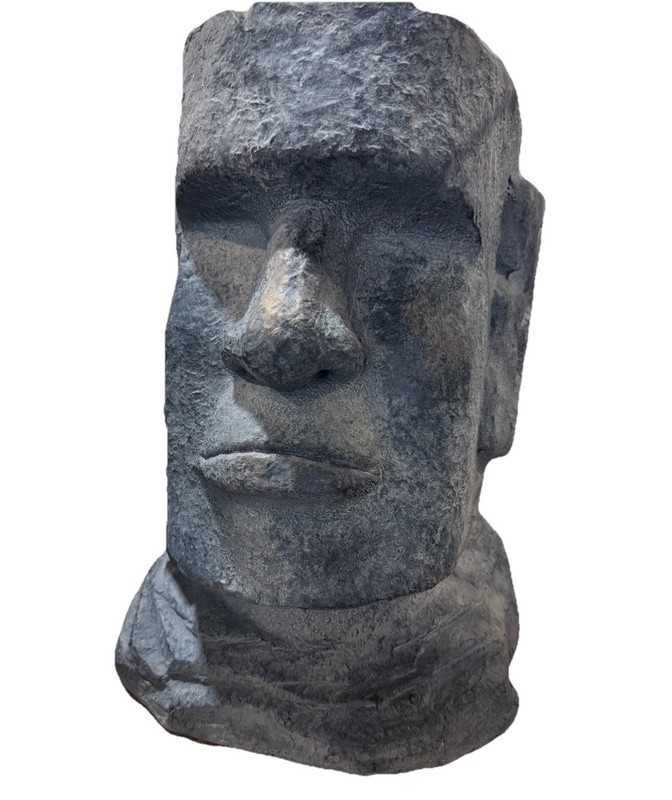UMA Black Magnesium Oxide Easter Island Head Distressed Textured Sculpture NIB gallery