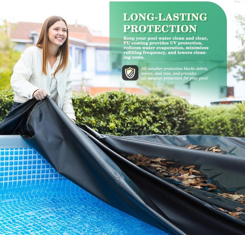 14 Ft round Pool Cover with Reflective Strips, Swimming Pool Cover for above Gro gallery
