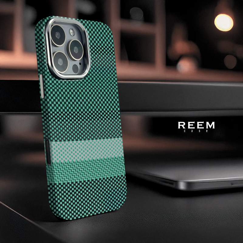 Green iPhone 15 Pro Max magsafe case, aramid fiber rugged cover iPhone 16 15 14 gallery