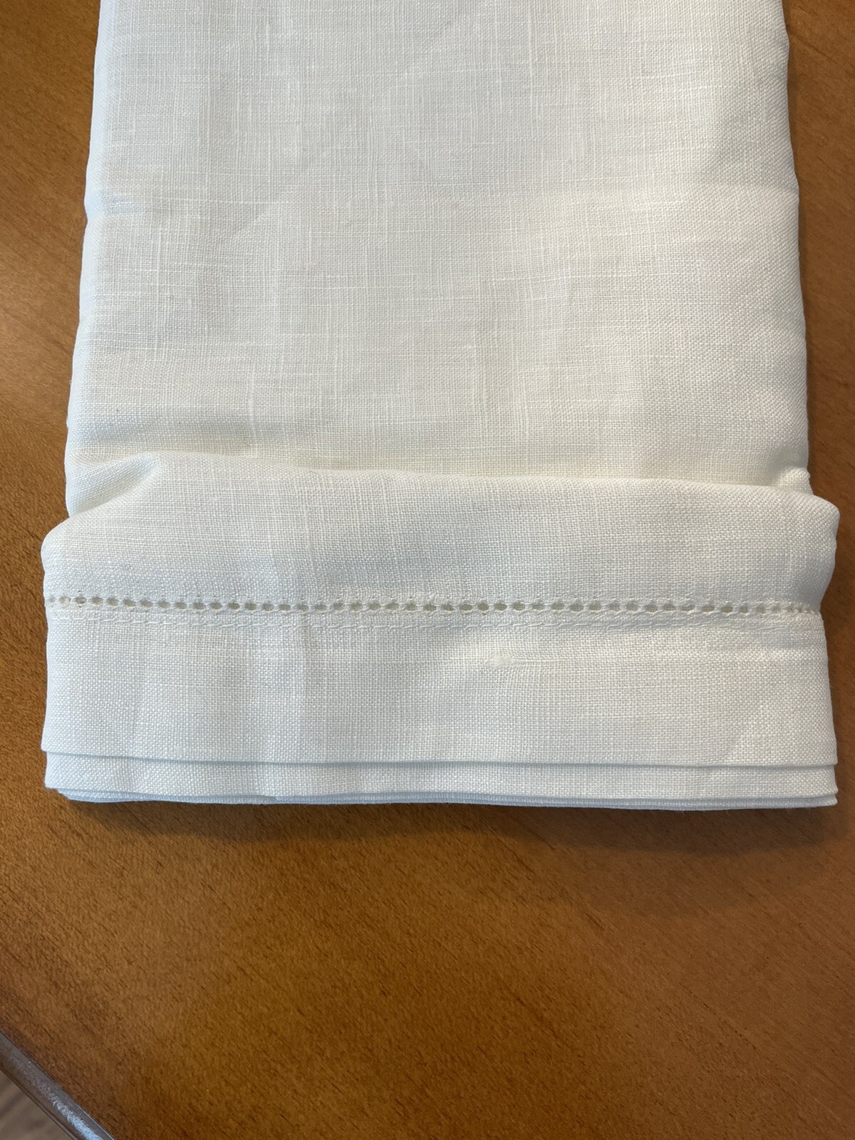 Pottery Barn Classic Belgian Flax Linen Hemstitch Table Runner ClassicIvory NWOT gallery