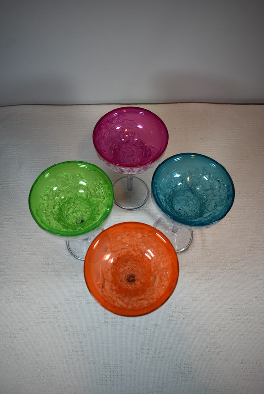 Vibrantly Colored Plastic Crackle Margarita Glasses - Green, Pink, Blue, Orange gallery