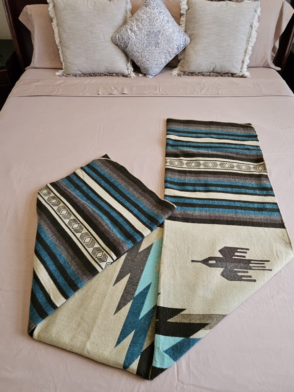 EXTRA LARGE, REVERSIBLE, ALPACA WOOL,MULTICOLOR BLANKET ECUADOR 74,8x91,33 in gallery