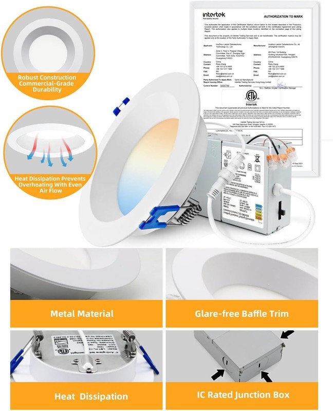 Adetu 4” LED Downlight 12W Dimmable 5CCT Anti-Glare Ceiling Light 6 Pack gallery