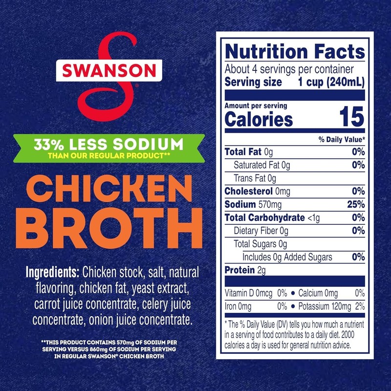 Versatile 32oz Swanson Lower Sodium Chicken Broth - Perfect for Soups & Risottos gallery