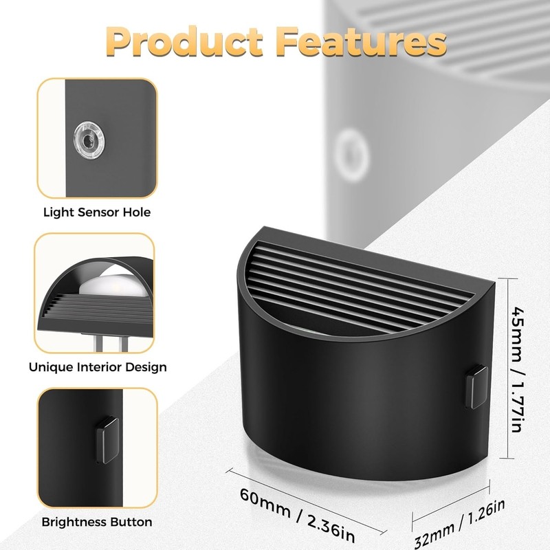 Sleek Indoor Night Lights with Push Button Control & Adjustable Levels - 2 Pack gallery