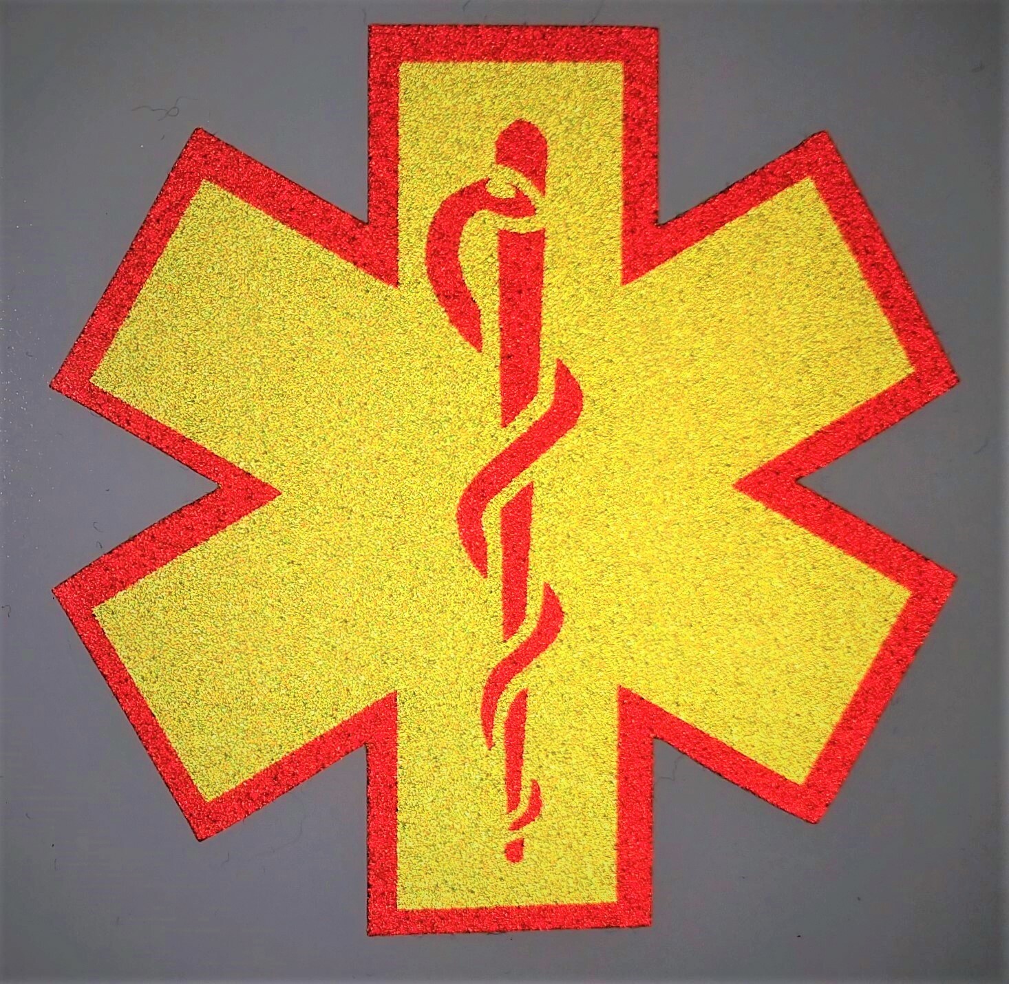 Fluorescent Yellow Red Reflective Star Of Life Decal Fire EMT EMS multiple size gallery