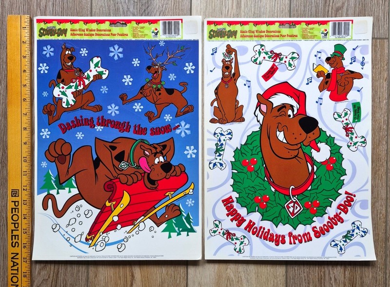 Vintage 2000 Scooby-Doo Christmas Static Cling Window Decorations Set - 2 Sheets gallery