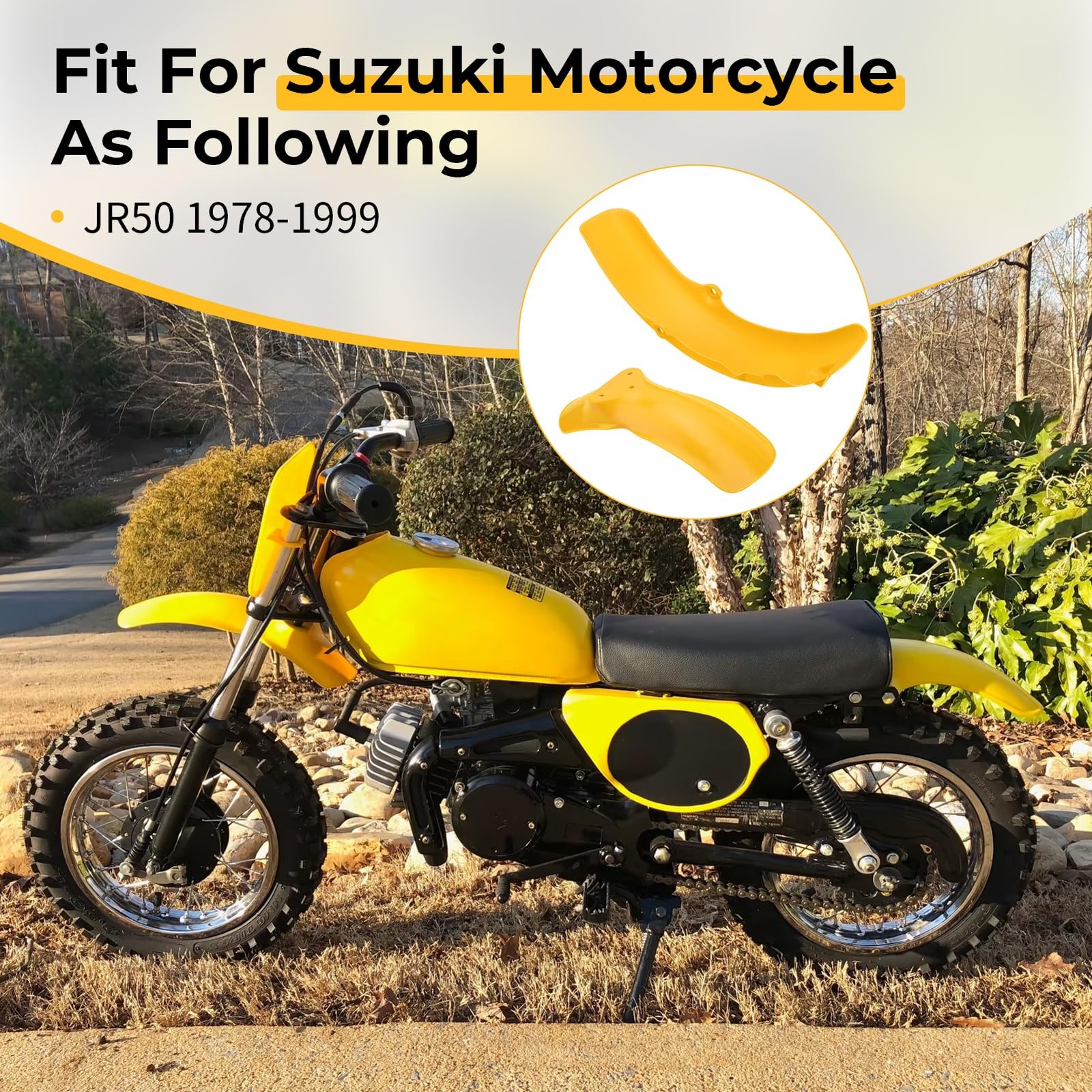 M MATI Front Rear Fender Set Yellow Mudguard for Suzuki JR50 1978-1999 53111... gallery