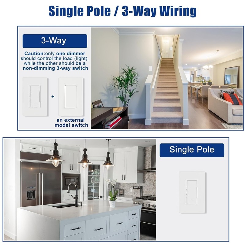 6 Pack Digital Dimmer Light Switch Single Pole/3-Way LED Dimmer ETL Listed White gallery