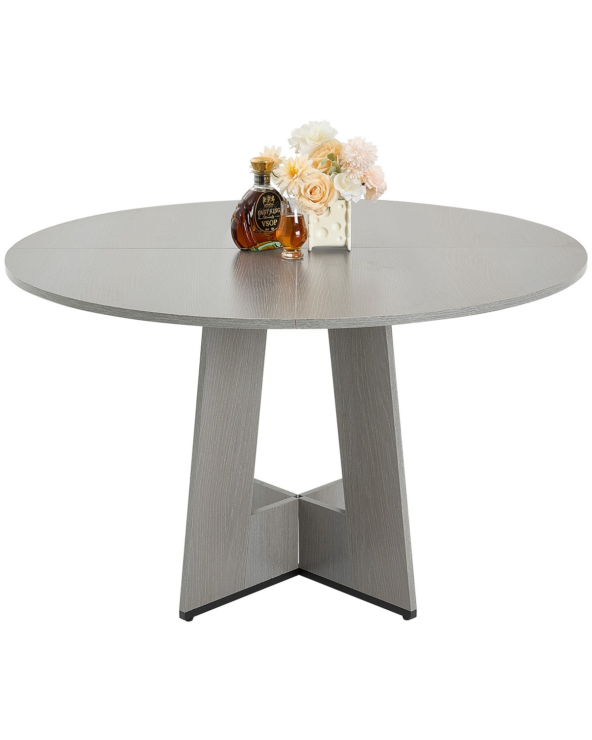 VEVOR 47 in Round Dining Table Wood Kitchen Table for 4-6 Person Grey gallery