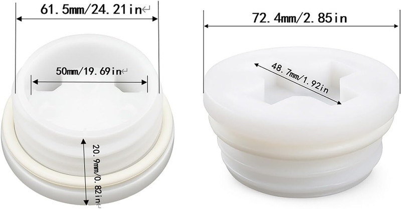 Bung Cap with 2" Thread Size, 2 Pack Poly Buttress Drum Bung, Course Thread for gallery