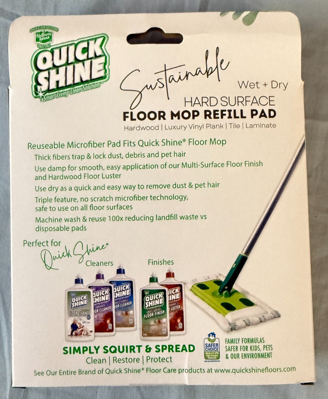 Quick Shine Hard Surface Floor Mop Refill Cleaning Pad Wet + Dry NEW gallery