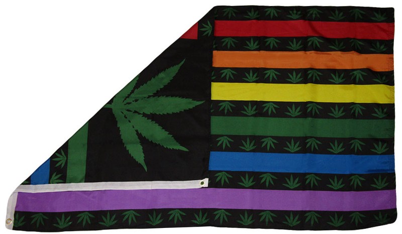 Rainbow Marijuana Pot Leaf USA Polyester 3x5 Ft Flag Weed Banner Hippie New 100D gallery