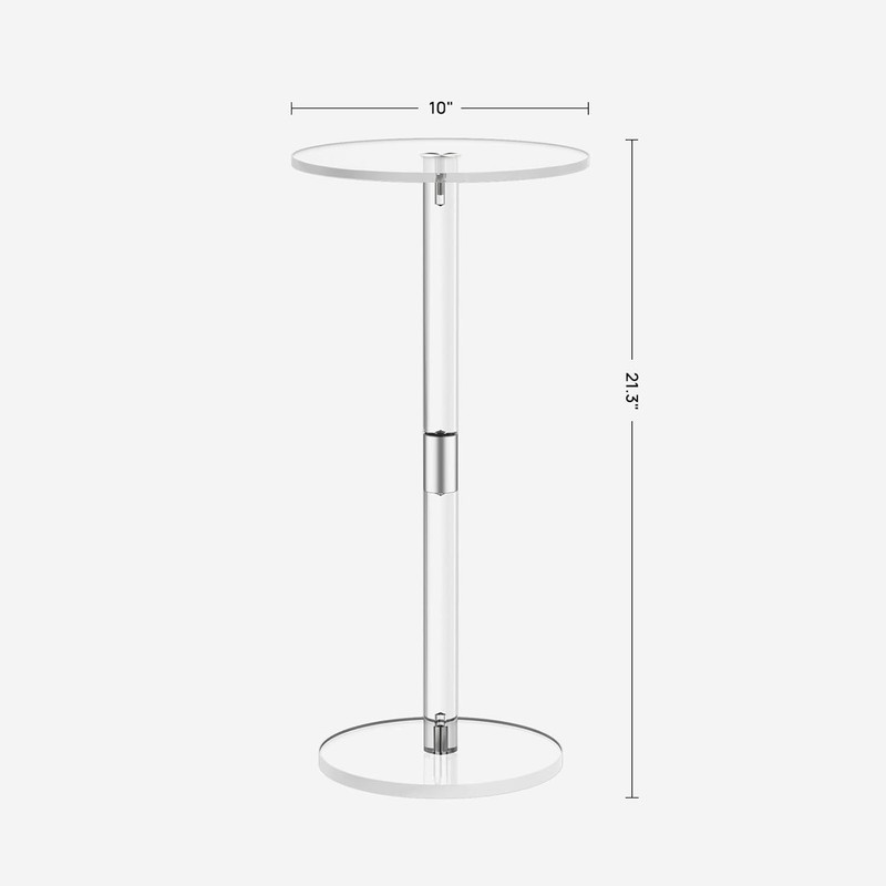 Acrylic Drink Table for Small Spaces, 10" L x 10" W x 21.3" H, Drink Side/End gallery