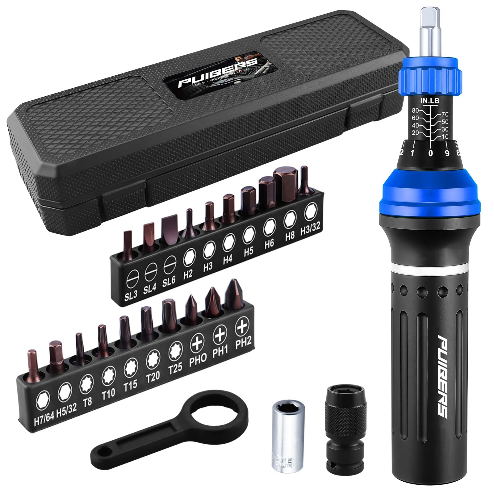 PUIBERS 25-Piece Inch Pound Torque Screwdriver Set 1/4 Drive 10-80 In.lb gallery