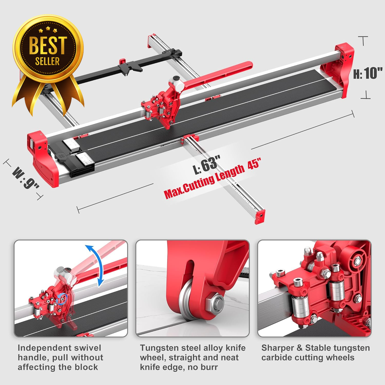 48 Inch Manual Tile Cutter Porcelain Ceramic Tungsten Carbide Cutting Wheel Tool gallery