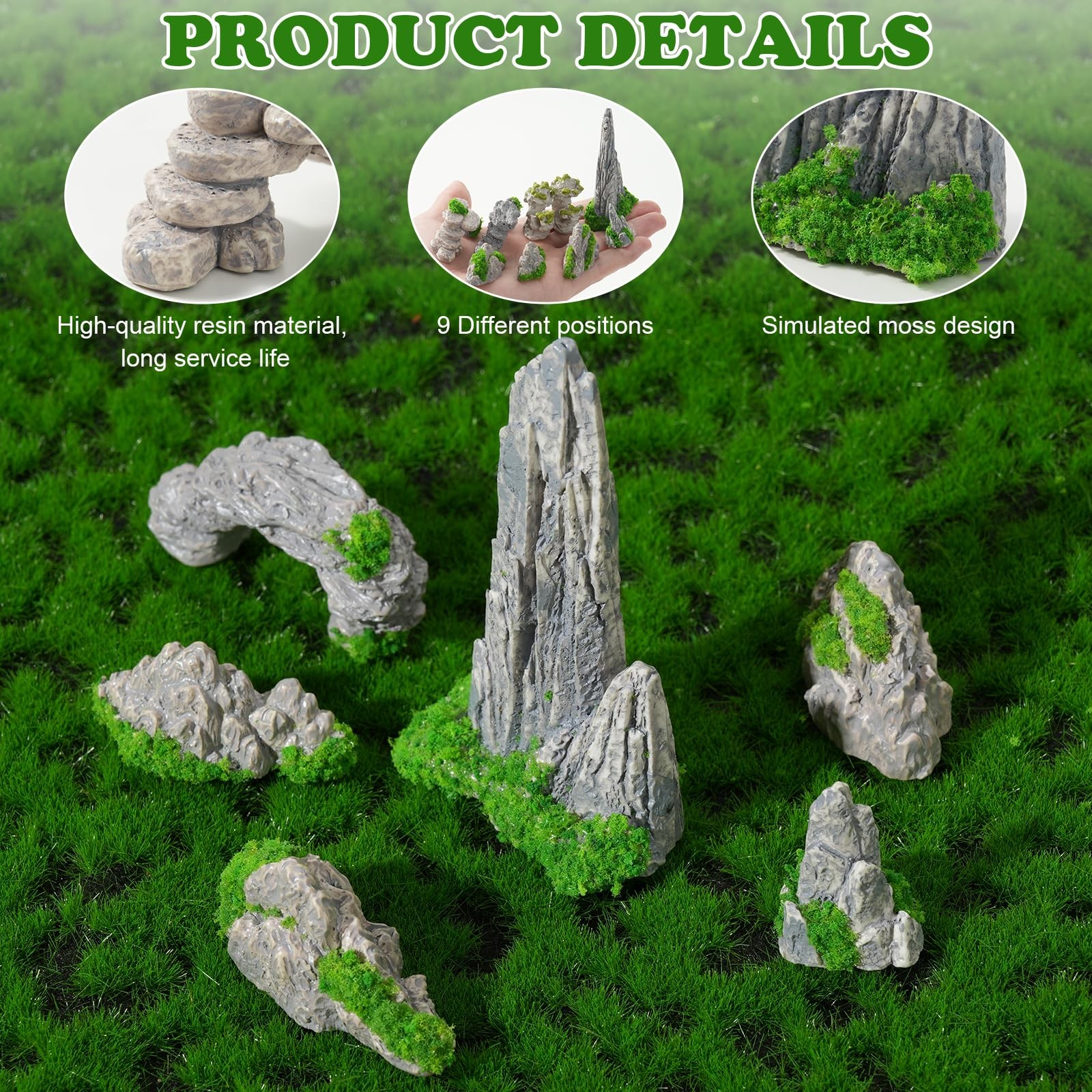 27 Pcs 9 Styles Zen Garden , Miniature Rockery Decoration Mini Garden for Mic... gallery