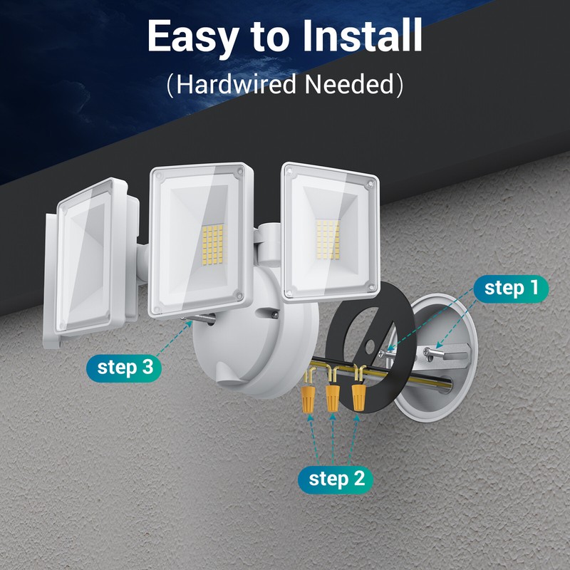 100W 4 Head LED Security Light 10000LM Exterior Flood Light Wall Switch IP65 gallery
