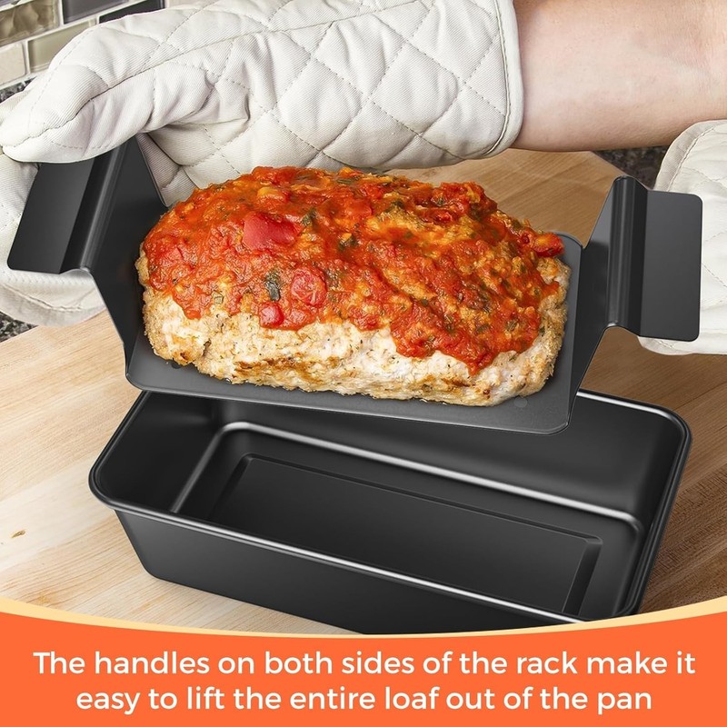 2 Pack Meatloaf Pan with Drain Tray Non Stick Meat Loaf Pan with Drip Tray 9.... gallery