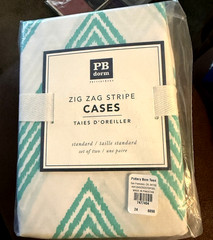 Pottery Barn Dorm. 2 Zig Zag Stripe Pillow Cases. Standard Cotton blend. NEW